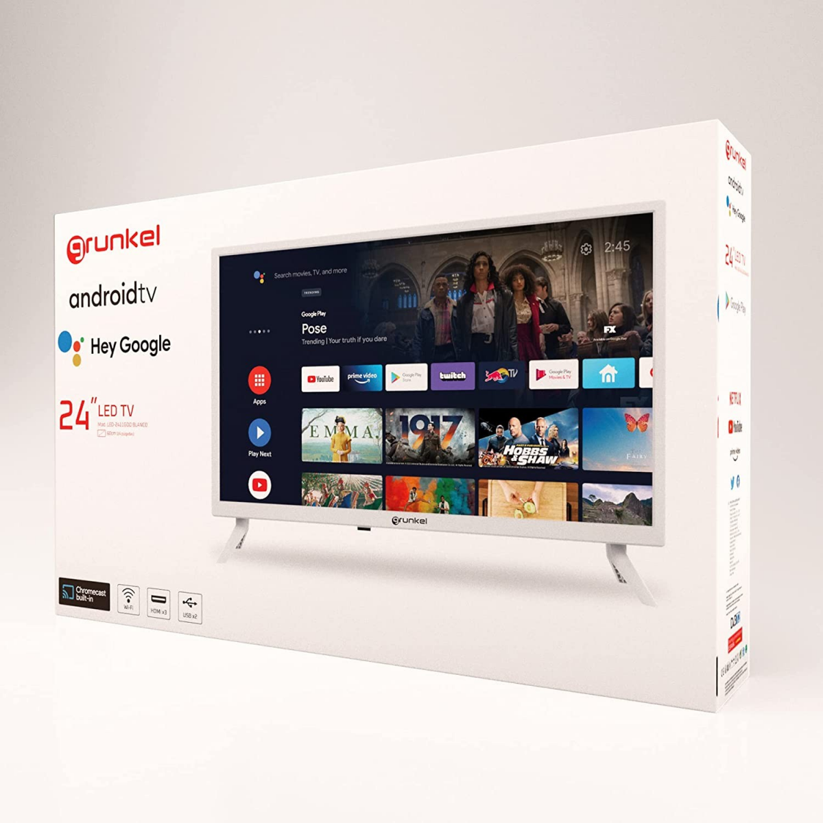 Grunkel - Televisor 24 Pulgadas Smart TV - con Pantalla de Panel