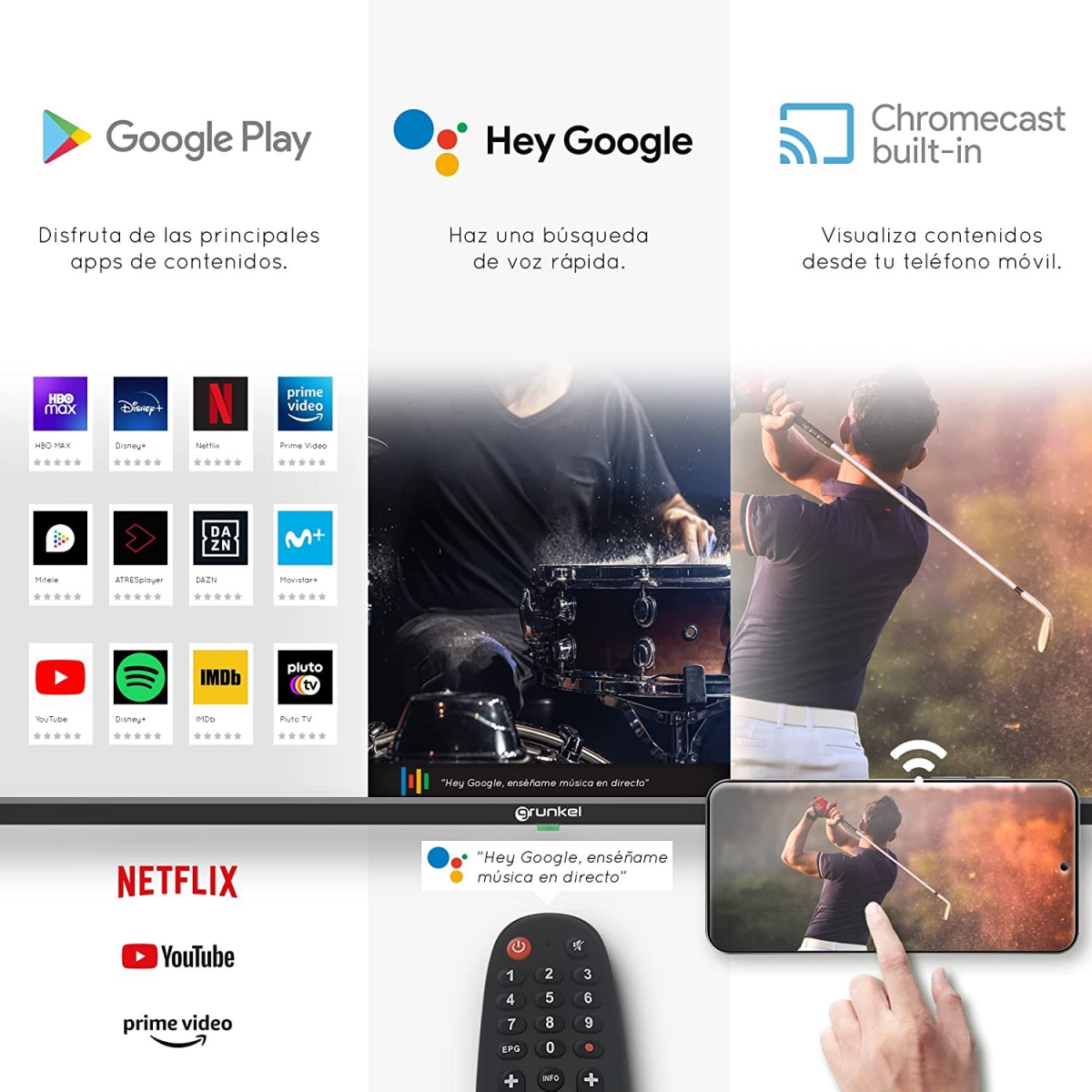 Antteq AG24F1DCU Android TV Smart TV 24 Pulgadas (61 cm) con Google  Assistant, Chromecast, Netflix, Prime Video, Disney+, WiFi, Triple Tuner,  Android TV 11 : : Electrónica