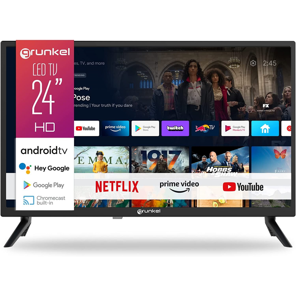 Smart TV 24 pulgadas Led HD, televisor Hey Google Official