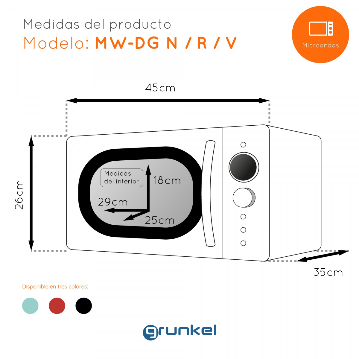 Microondas digital 20L GRUNKEL MW-20 700W — Rehabilitaweb