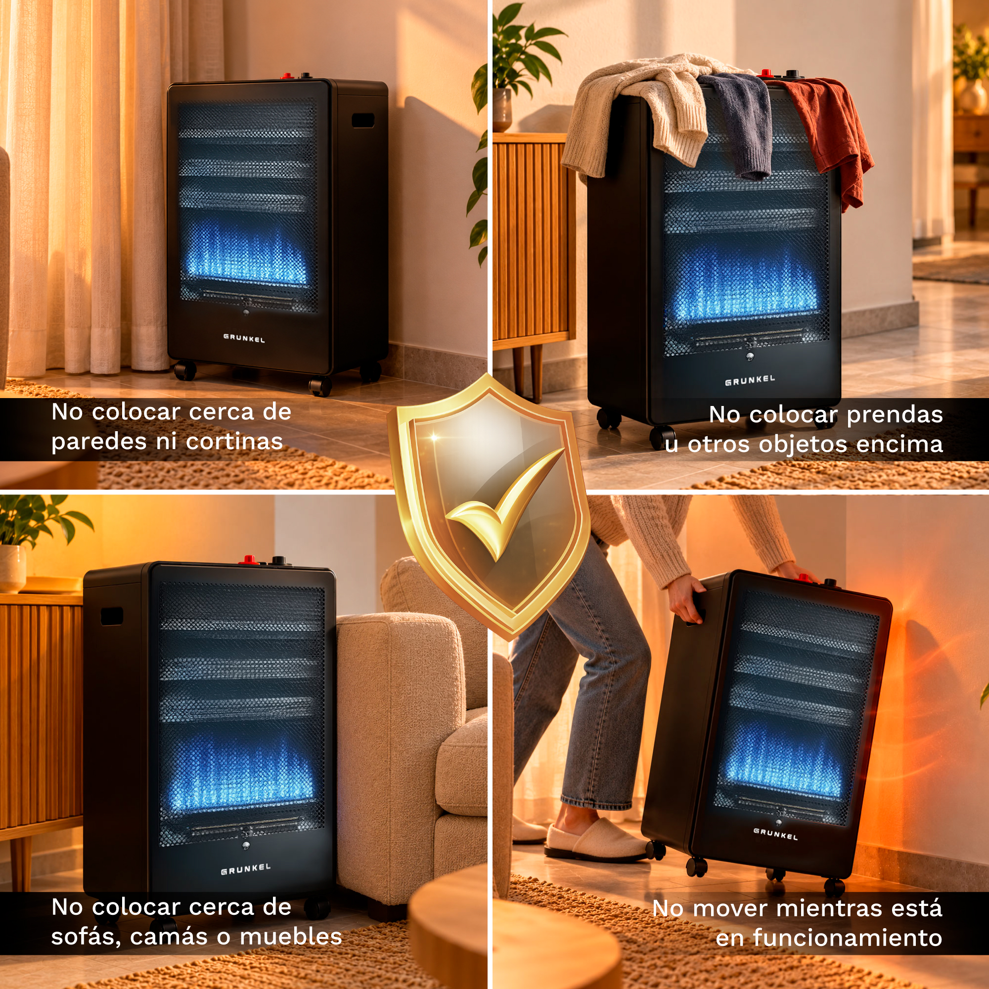 GRUNKEL - Estufa de Gas CT-BLUEFLAME 3800W | Llama Azul, 2 Potencias y Sistema ODS - Imagen 6