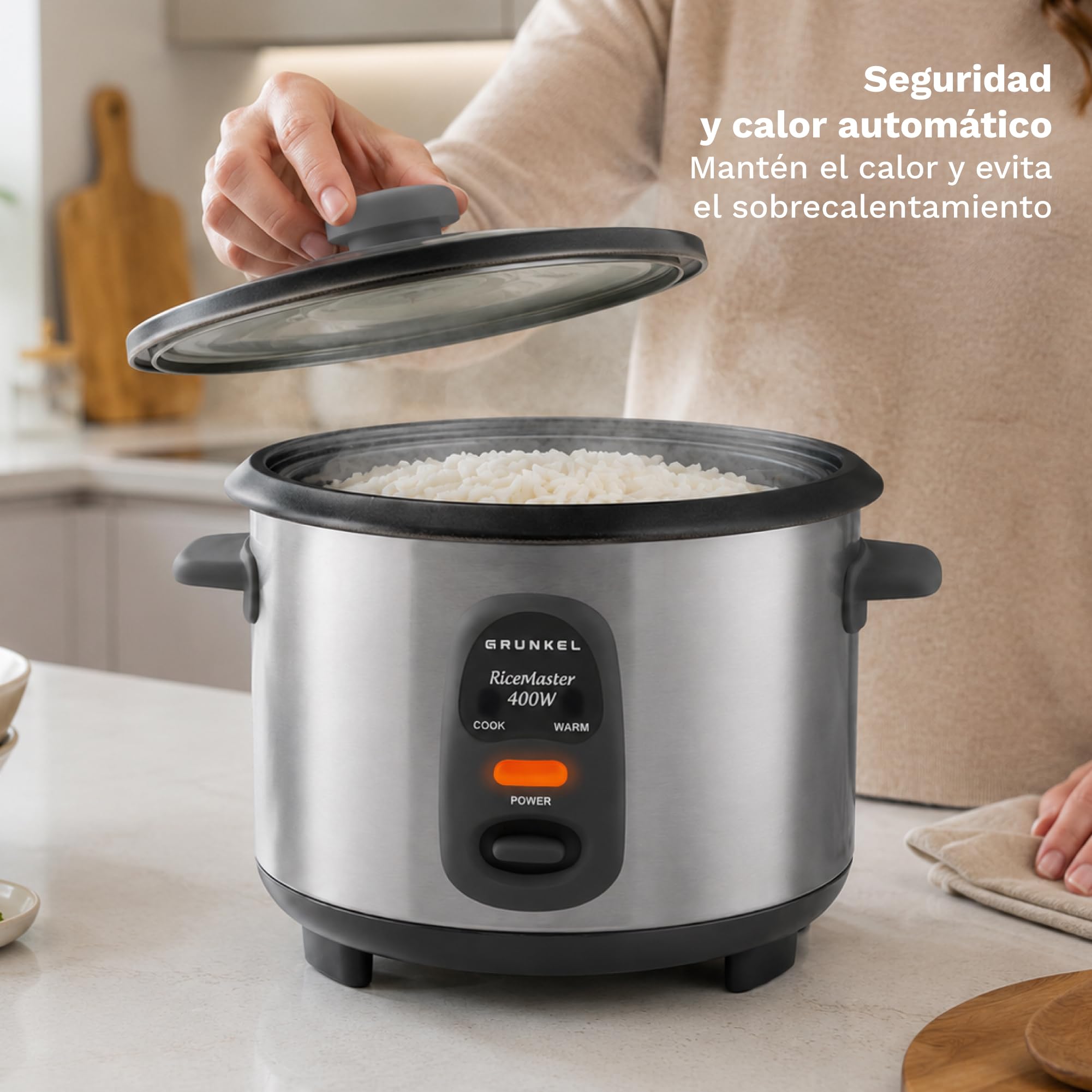 GRUNKEL Arrocera RC-1L – 1L de capacidad – 400W – Acero inoxidable - imagen 5