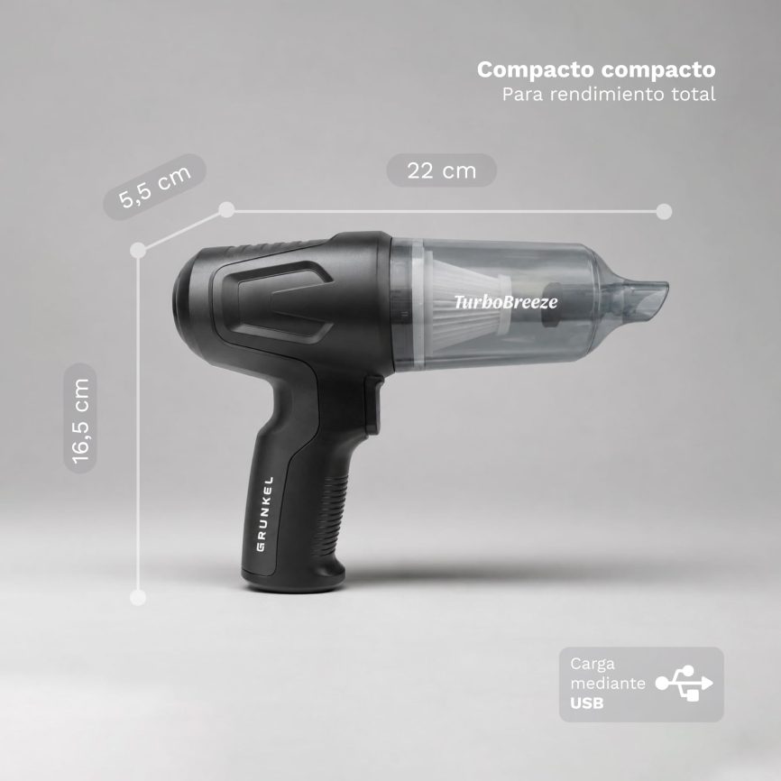 GRUNKEL Aspiradora de Coche CARFORCE2 – Potencia Succión 12KPA – Filtro HEPA – Incluye accesorios - imagen 2