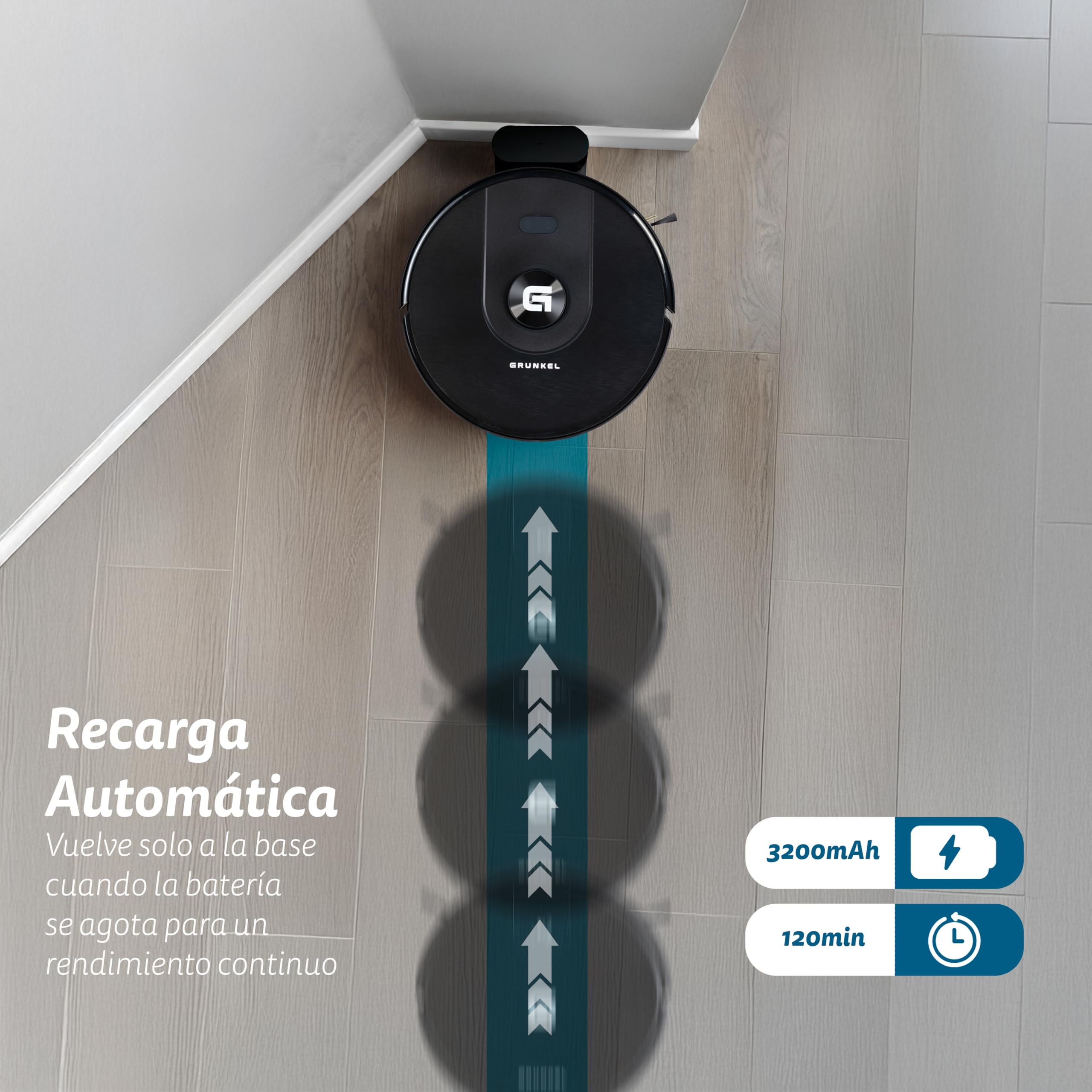 GRUNKEL Robot Aspirador con Navegación Láser y Control Wi-Fi I-DANCERTURBOLASER - imagen 8
