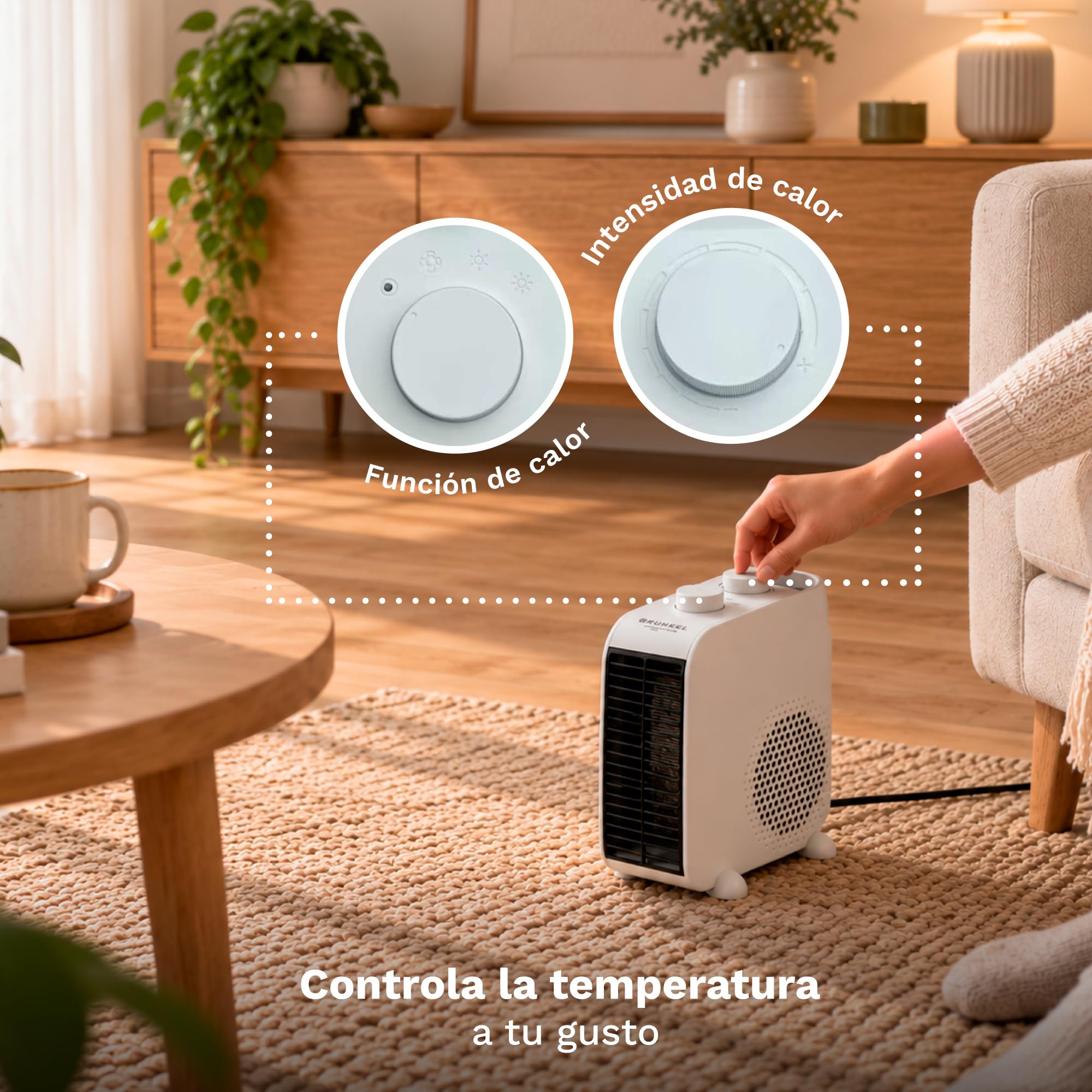 GRUNKEL Calefactor CF-2000DUAL 2000W con Termostato, Ventilador y Doble Posición - imagen 4