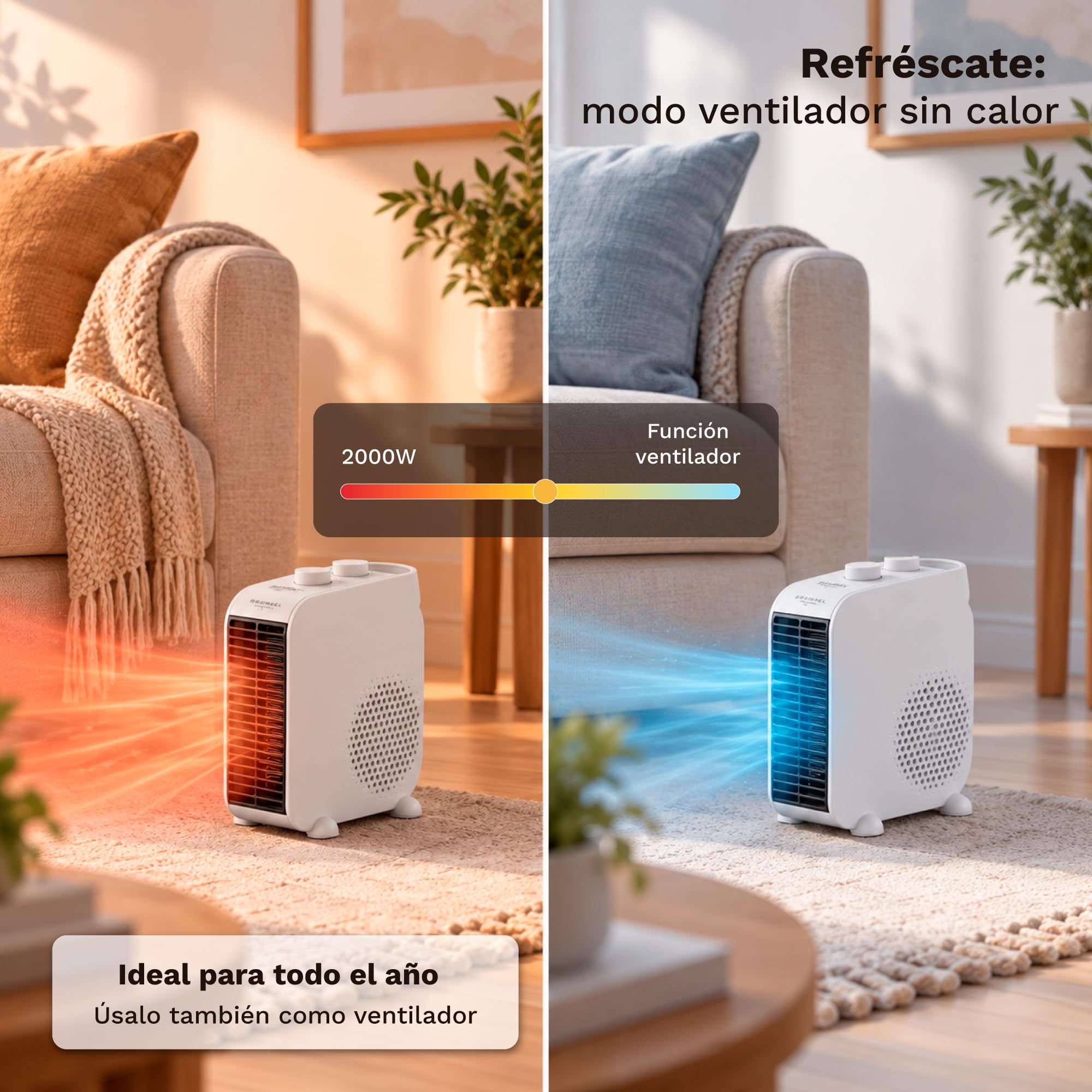 GRUNKEL Calefactor CF-2000DUAL 2000W con Termostato, Ventilador y Doble Posición - imagen 5