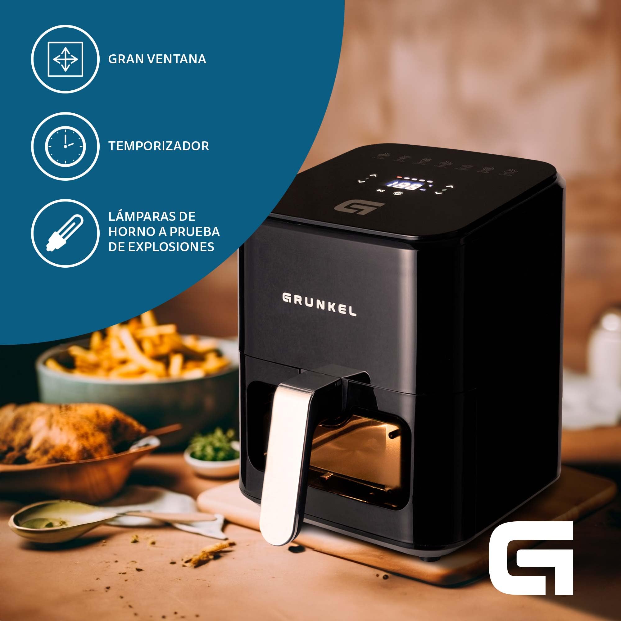 GRUNKEL Freidora de aire BLACKEASYFRYER de 4L y 1200W negra - imagen 4