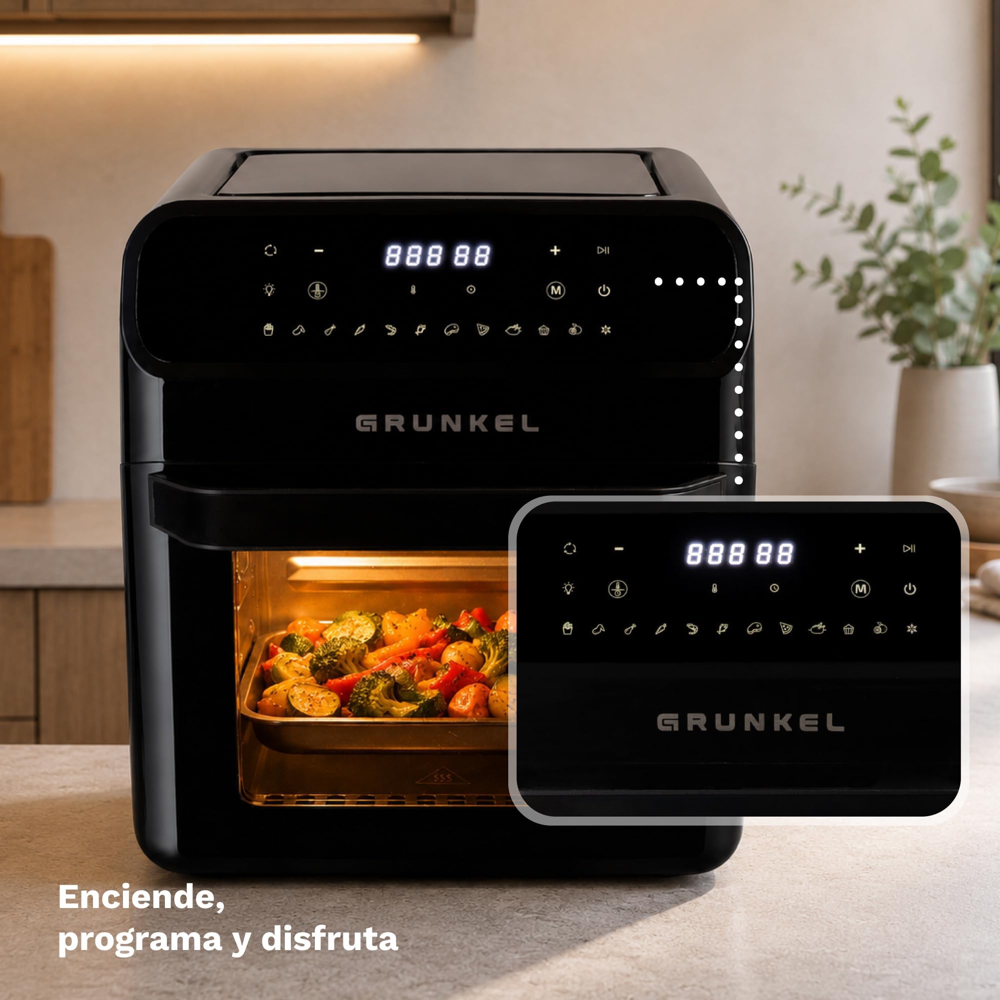 GRUNKEL Freidora de aire BLACKFRYEROVEN de 12L y 1500W negra - imagen 4