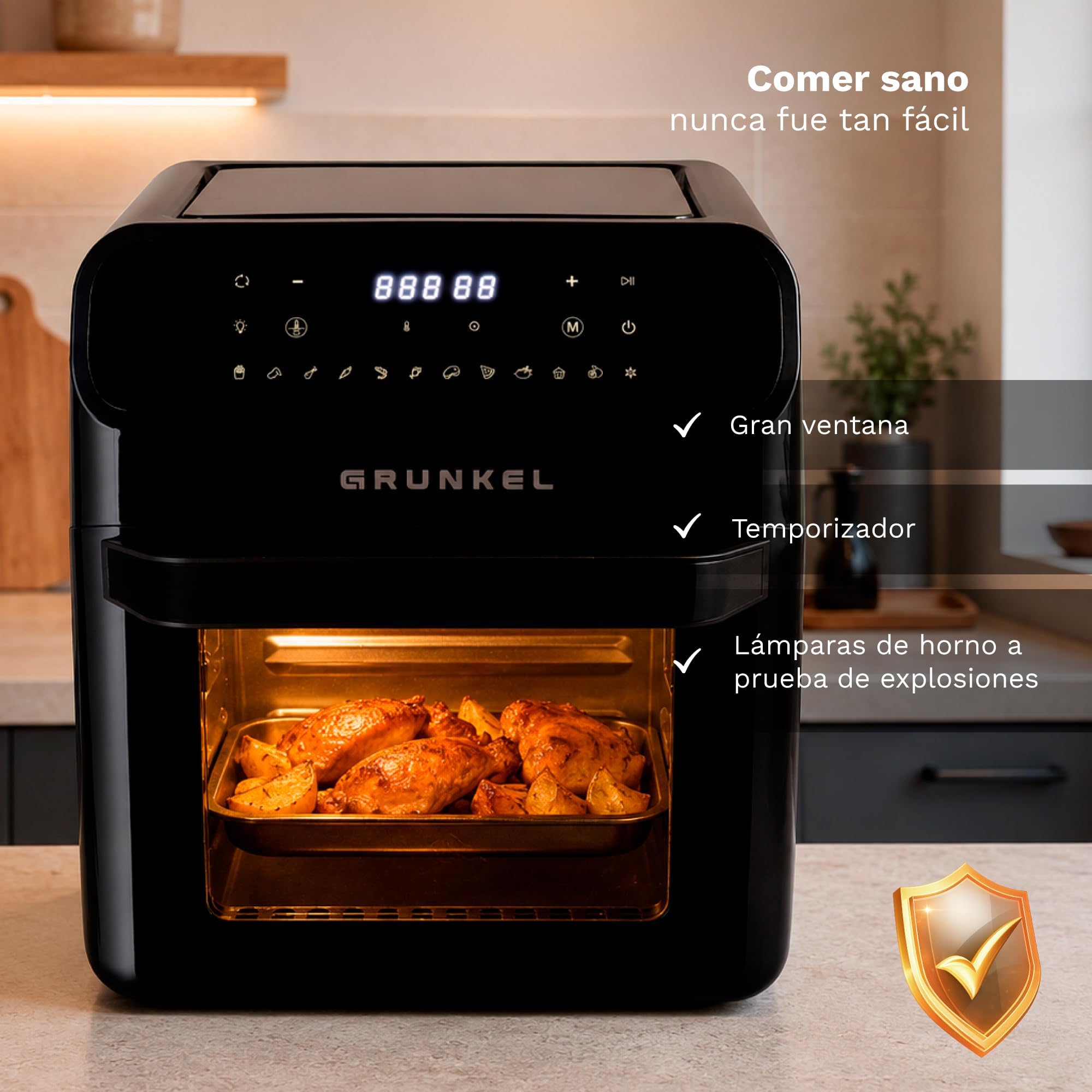 GRUNKEL Freidora de aire BLACKFRYEROVEN de 12L y 1500W negra - imagen 6