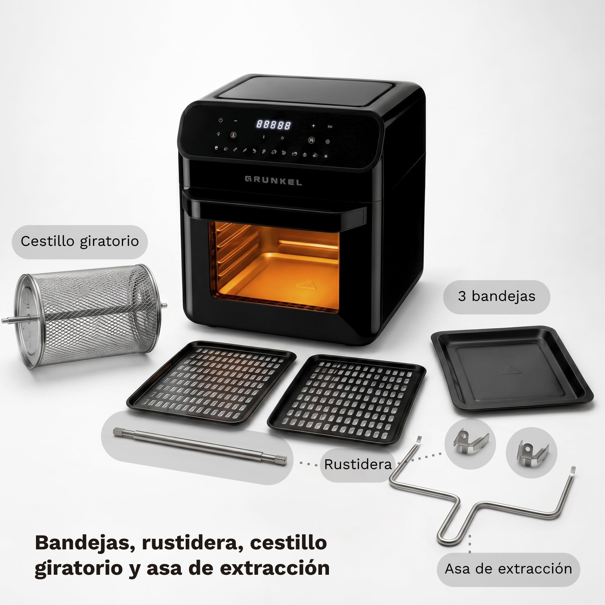 GRUNKEL Freidora de aire BLACKFRYEROVEN de 12L y 1500W negra - imagen 8