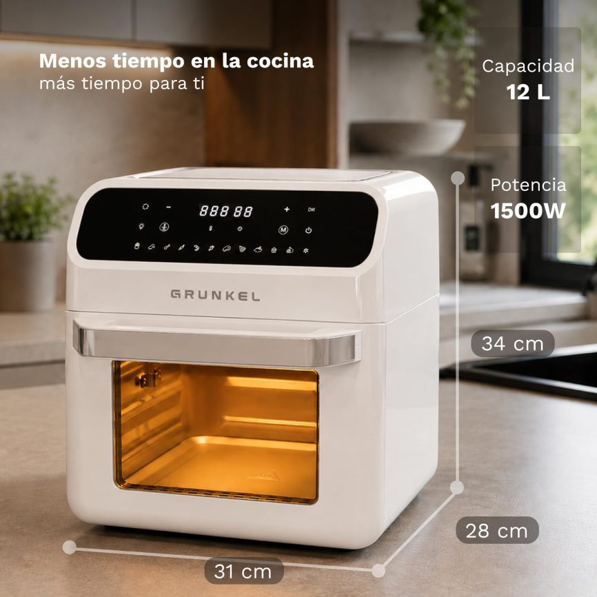 GRUNKEL Freidora de aire WHITEFRYEROVEN de 12L y 1500W blanca - imagen 2