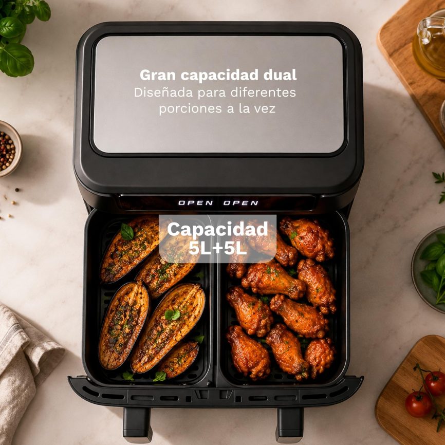 GRUNKEL Freidora de aire DUALFLEXIFRYER de 10 L y 2800W - imagen 2