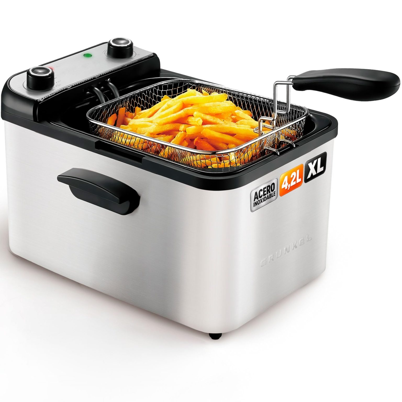 GRUNKEL Freidora de aceite MAXIFRYPRO de 4,2L de capacidad y 3000W