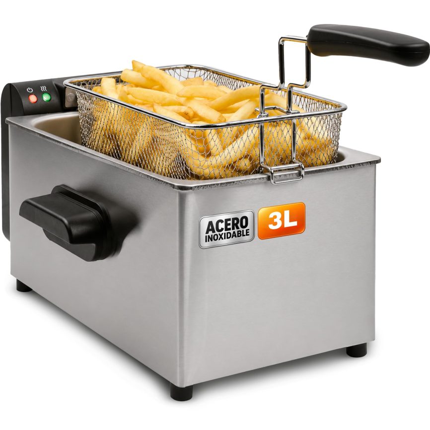 GRUNKEL Freidora de aceite FRYPRO-3SS – 3L de capacidad y 2000W – Acero inoxidable