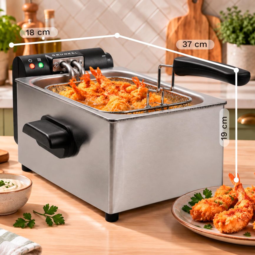 GRUNKEL Freidora de aceite FRYPRO-3SS – 3L de capacidad y 2000W – Acero inoxidable - imagen 2