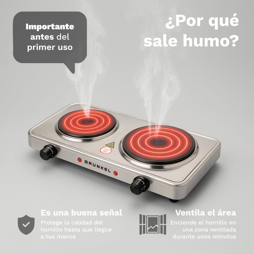 GRUNKEL Hornillo eléctrico doble EHP-218INOX – Con 3000W – Acero inoxidable - imagen 2