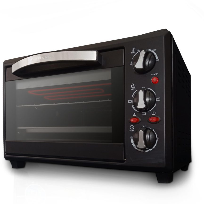 GRUNKEL Horno eléctrico multifunción de sobremesa de 28L – HR-28NRM – 1600W – Negro