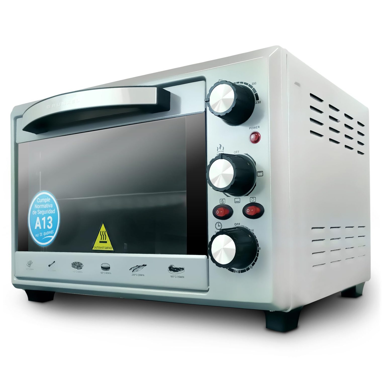 GRUNKEL Horno eléctrico multifunción de sobremesa de 28L – HR-28SILVER – 1600W – Gris