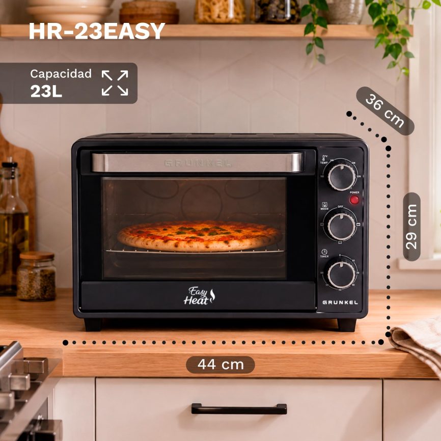 GRUNKEL Horno Eléctrico HR-23EASY 23L | 1600W, 3 Funciones y hasta 230°C - imagen 2