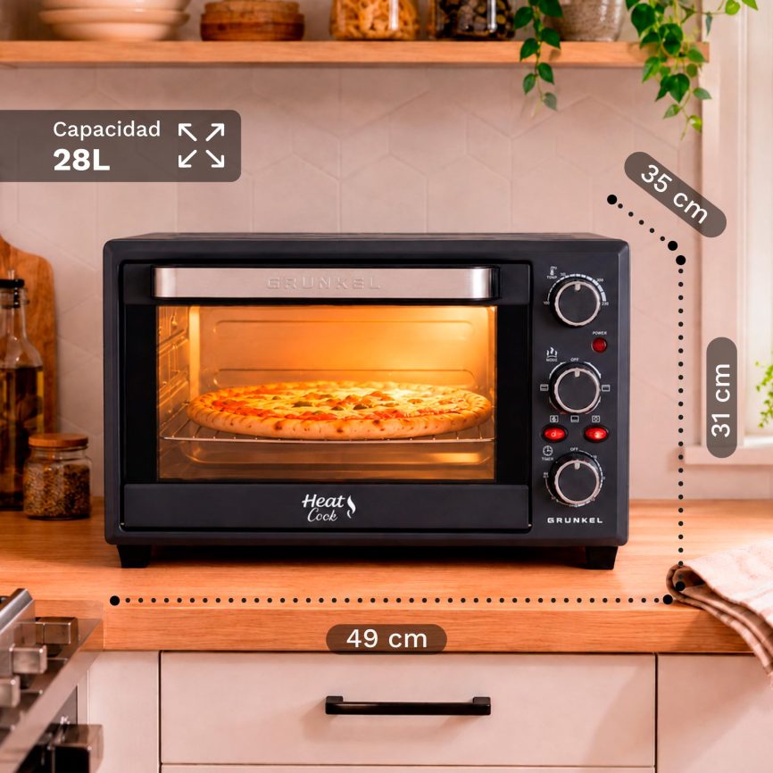 GRUNKEL Horno Eléctrico HR-28COOK 28L | 1600W, Convección y Luz Interior - imagen 2