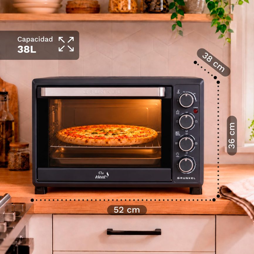 GRUNKEL Horno Eléctrico HR-38PRO 38L | 2000W, Convección y Luz Interior - imagen 2
