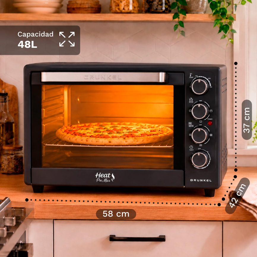 GRUNKEL Horno Eléctrico HR-48PROMAX 48L | 2000W, Convección, Luz y Rustidera - imagen 2