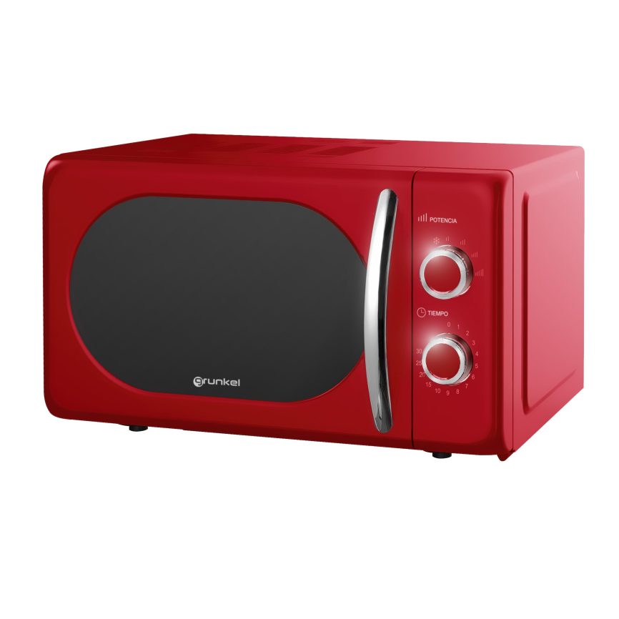 GRUNKEL Microondas vintage MW-20ROJO – 20L de capacidad – 700W – Rojo