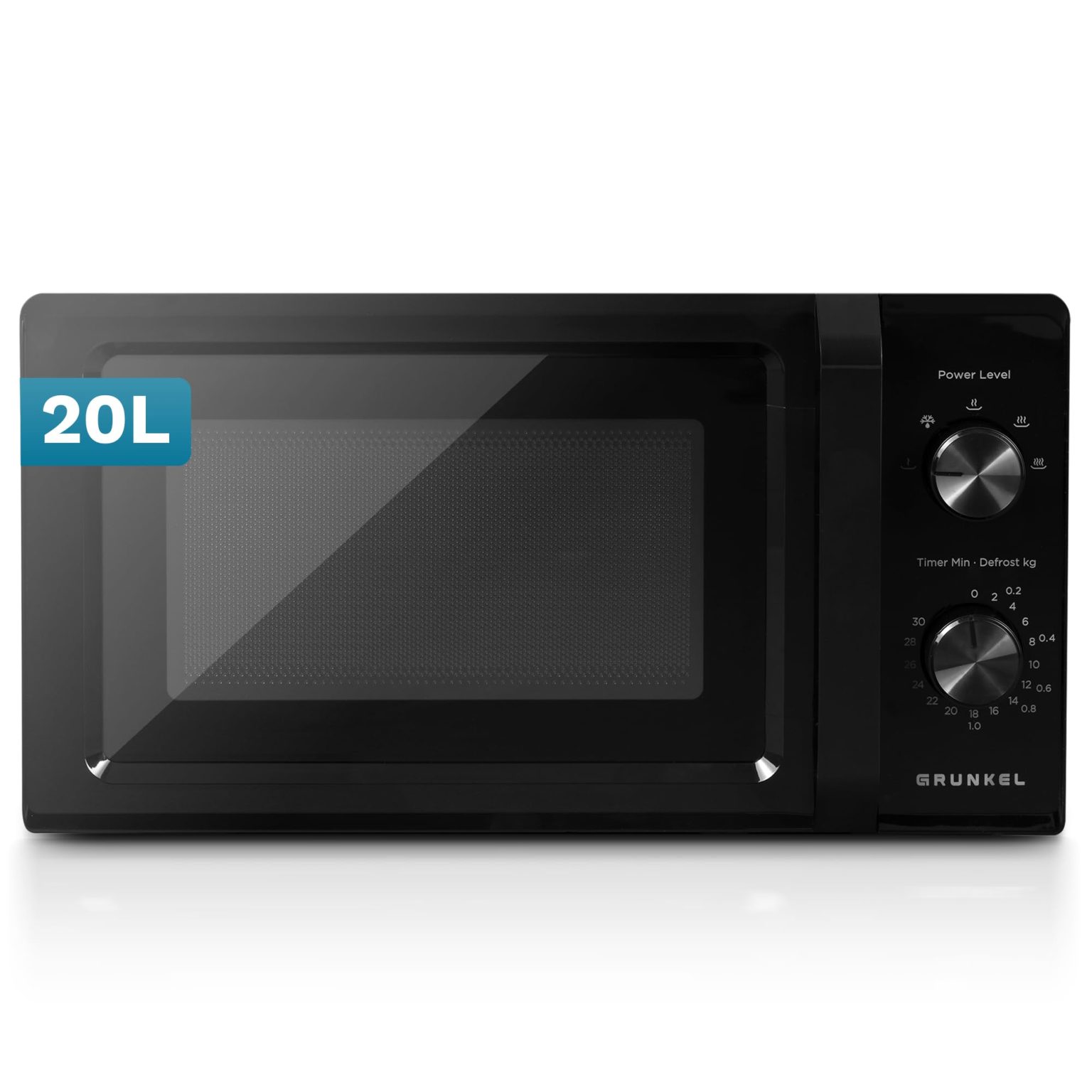 GRUNKEL Microondas sin grill MW-20MN de 20 litros de capacidad y 700W negro