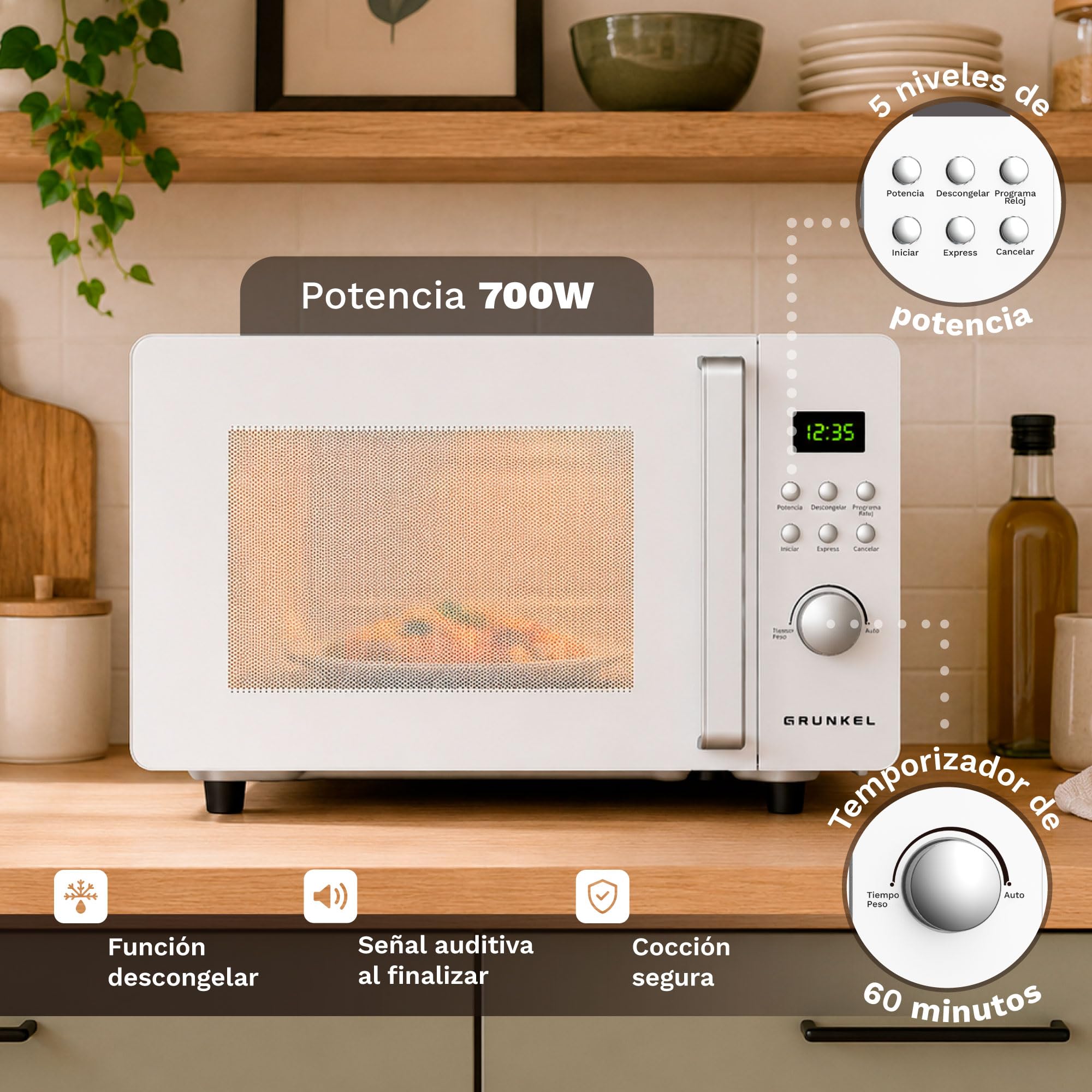 GRUNKEL Microondas MWD-20FLAT de 20L con 700W - imagen 5
