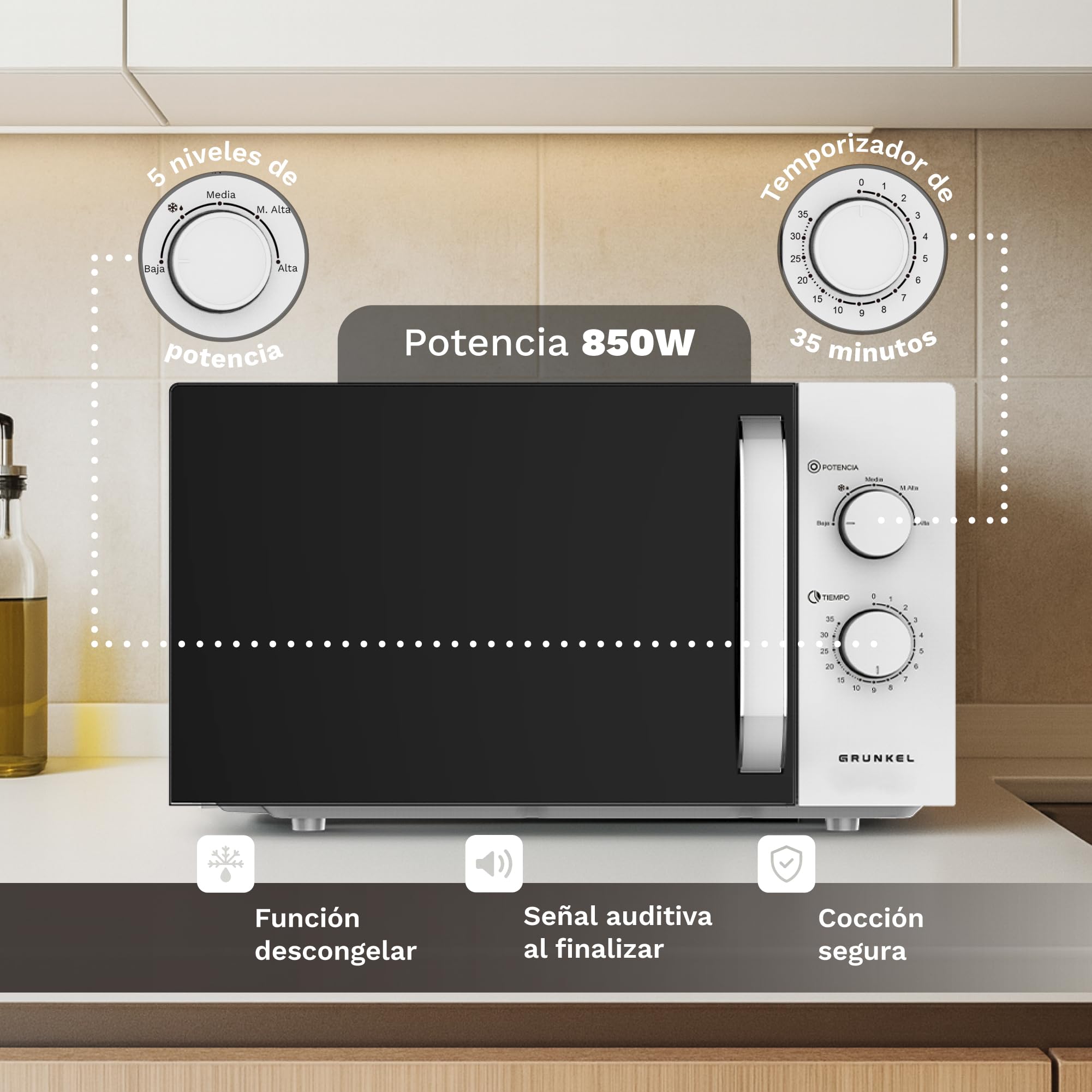 GRUNKEL Microondas MW-25EASY de 25L con 850W - imagen 4