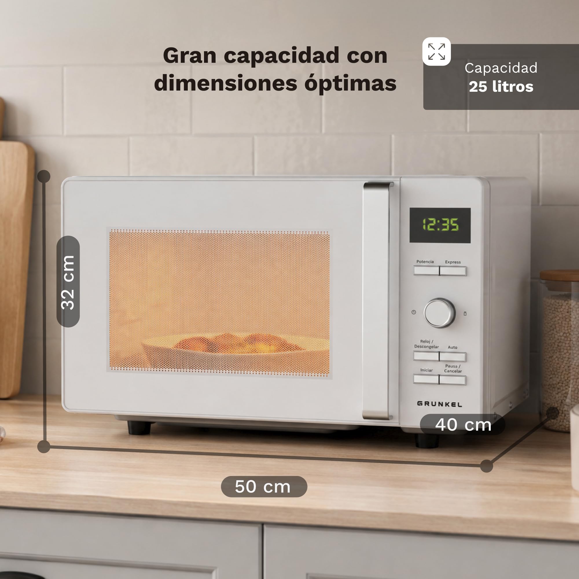 GRUNKEL Microondas sin plato MWD-25FLAT de 25L con 800W - imagen 3