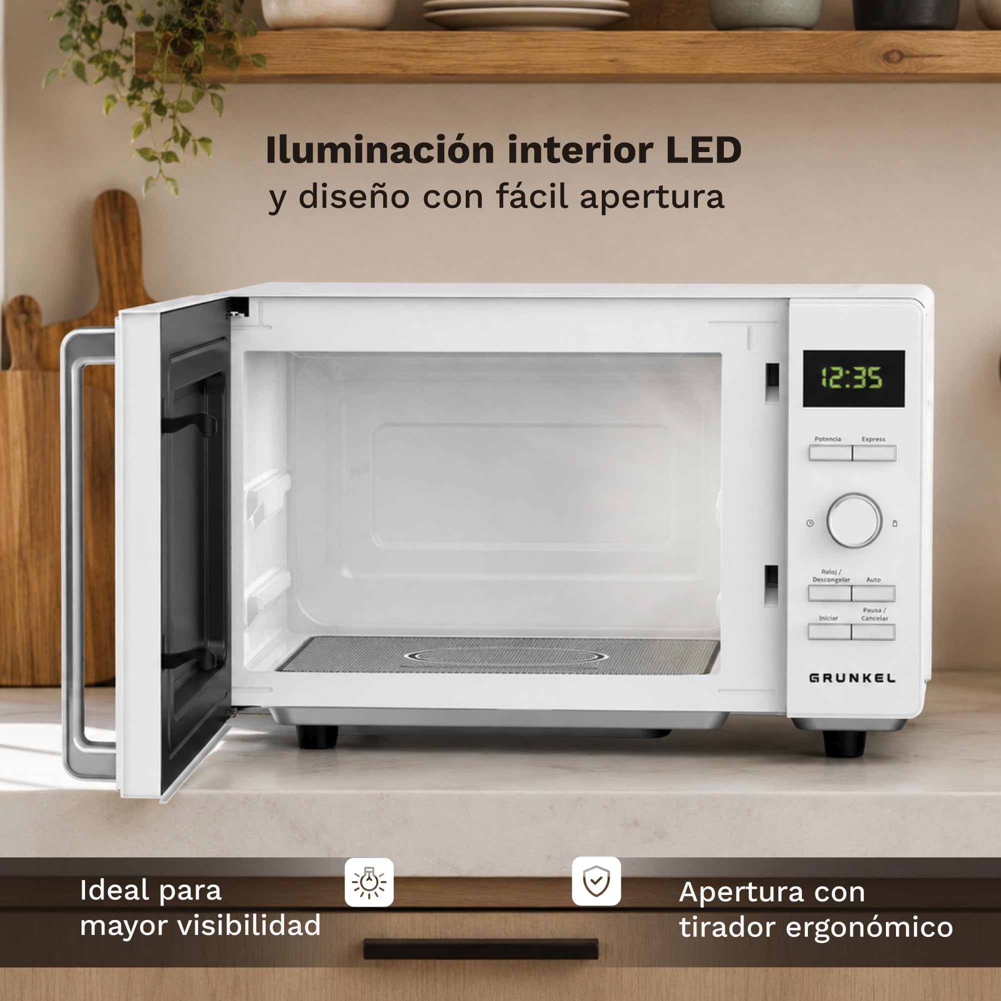 GRUNKEL Microondas sin plato MWD-25FLAT de 25L con 800W - imagen 6