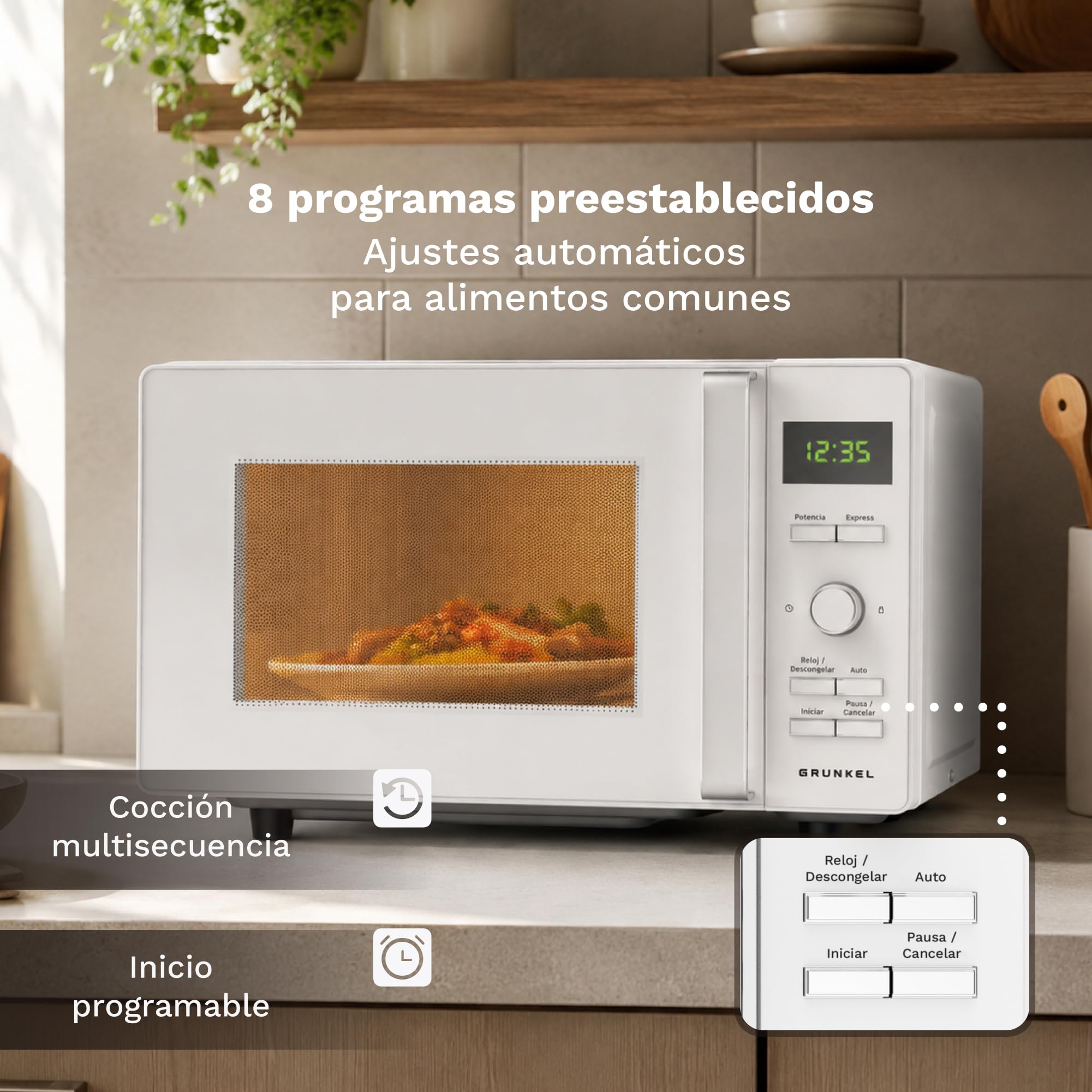 GRUNKEL Microondas sin plato MWD-25FLAT de 25L con 800W - imagen 7