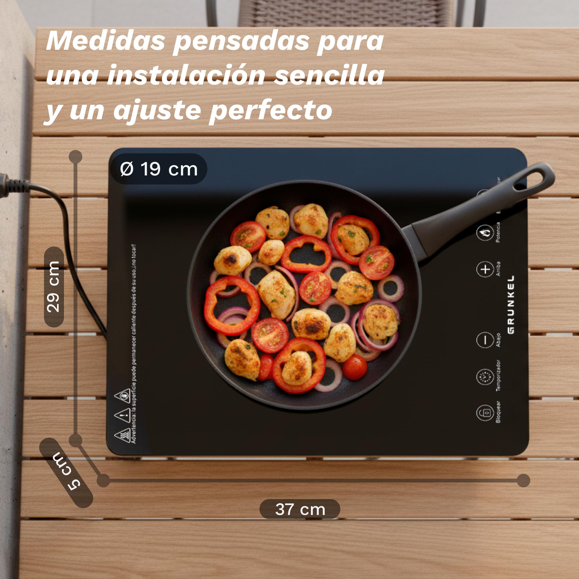 GRUNKEL Placa de cocción por infrarrojos IFR-2000 con 2000W de potencia - imagen 2
