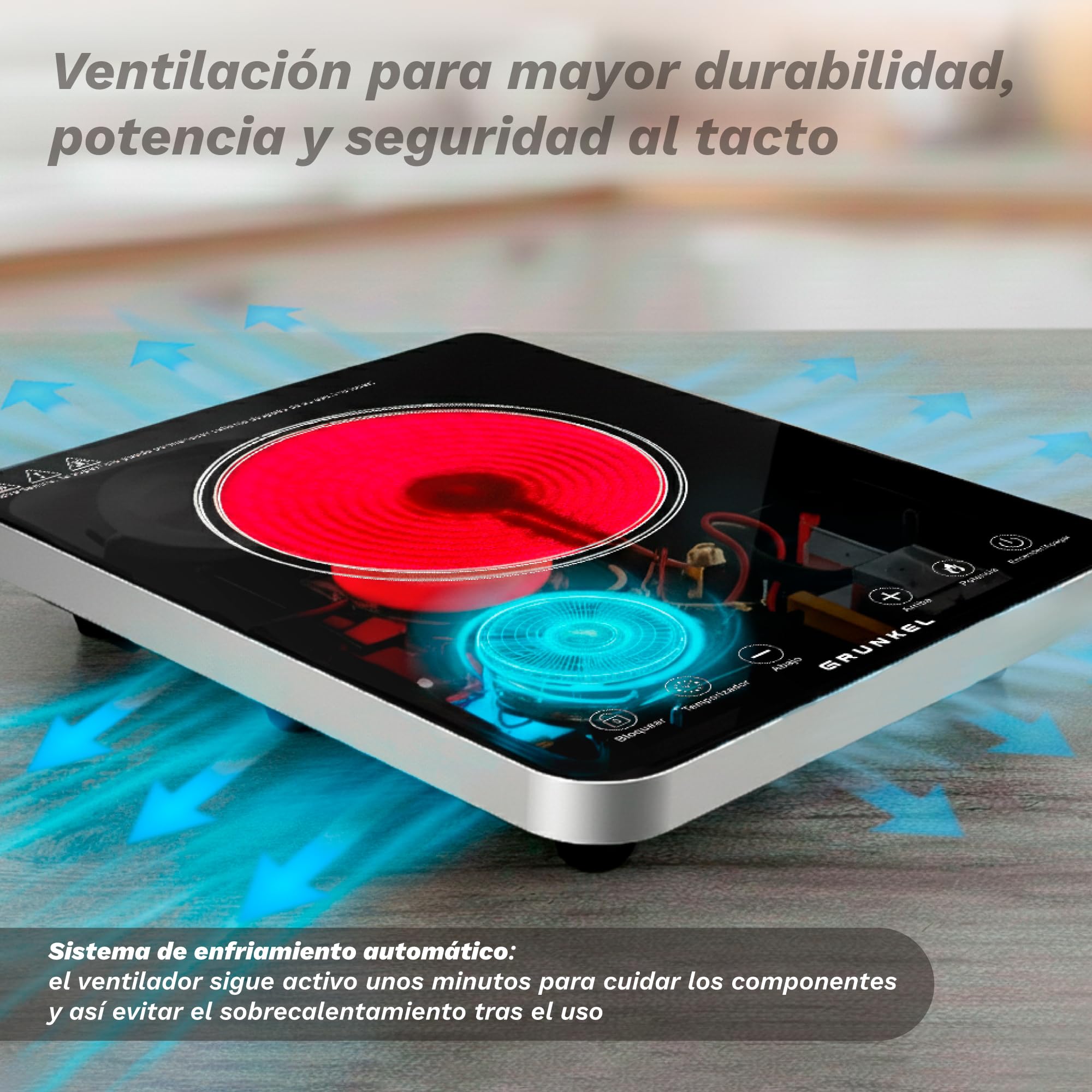 GRUNKEL Placa de cocción por infrarrojos IFR-2000 con 2000W de potencia - imagen 3