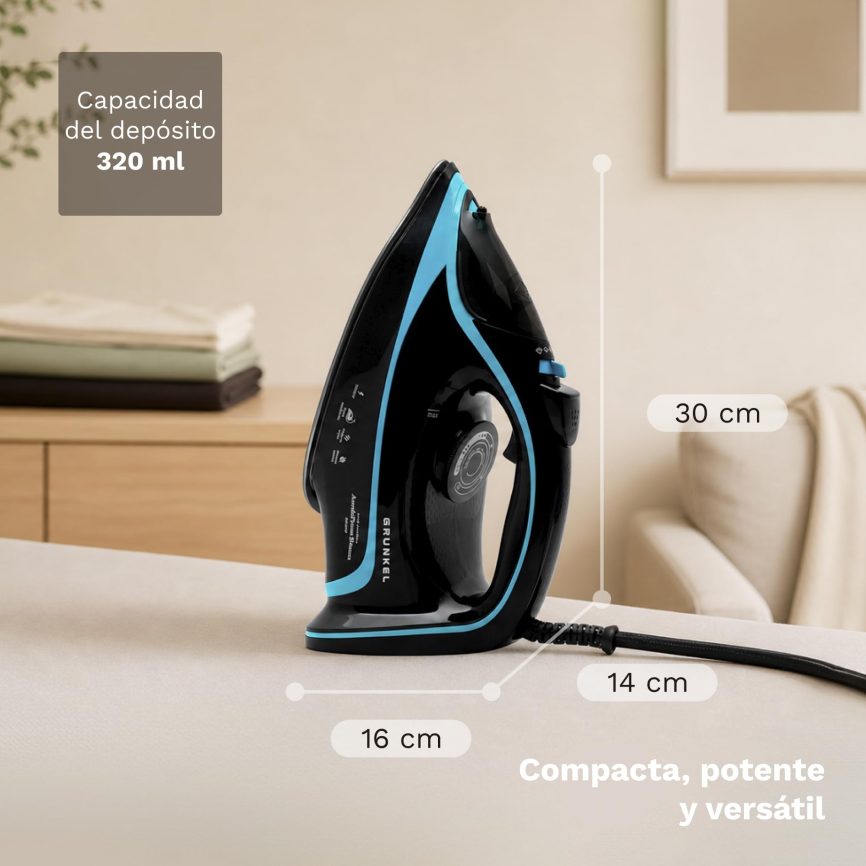 GRUNKEL Plancha de vapor PL-3200ANODICED – Suela anodizada – 3200W de potencia - imagen 2