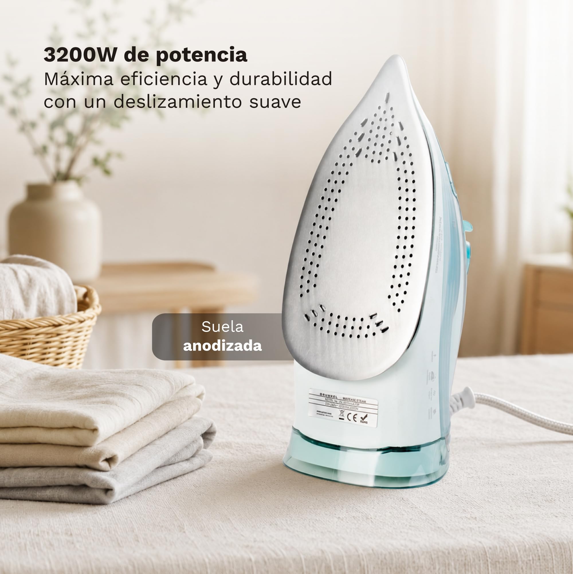 GRUNKEL Plancha de vapor PL-3200MAXTOP – Suela anodizada – 3200W de potencia - imagen 5