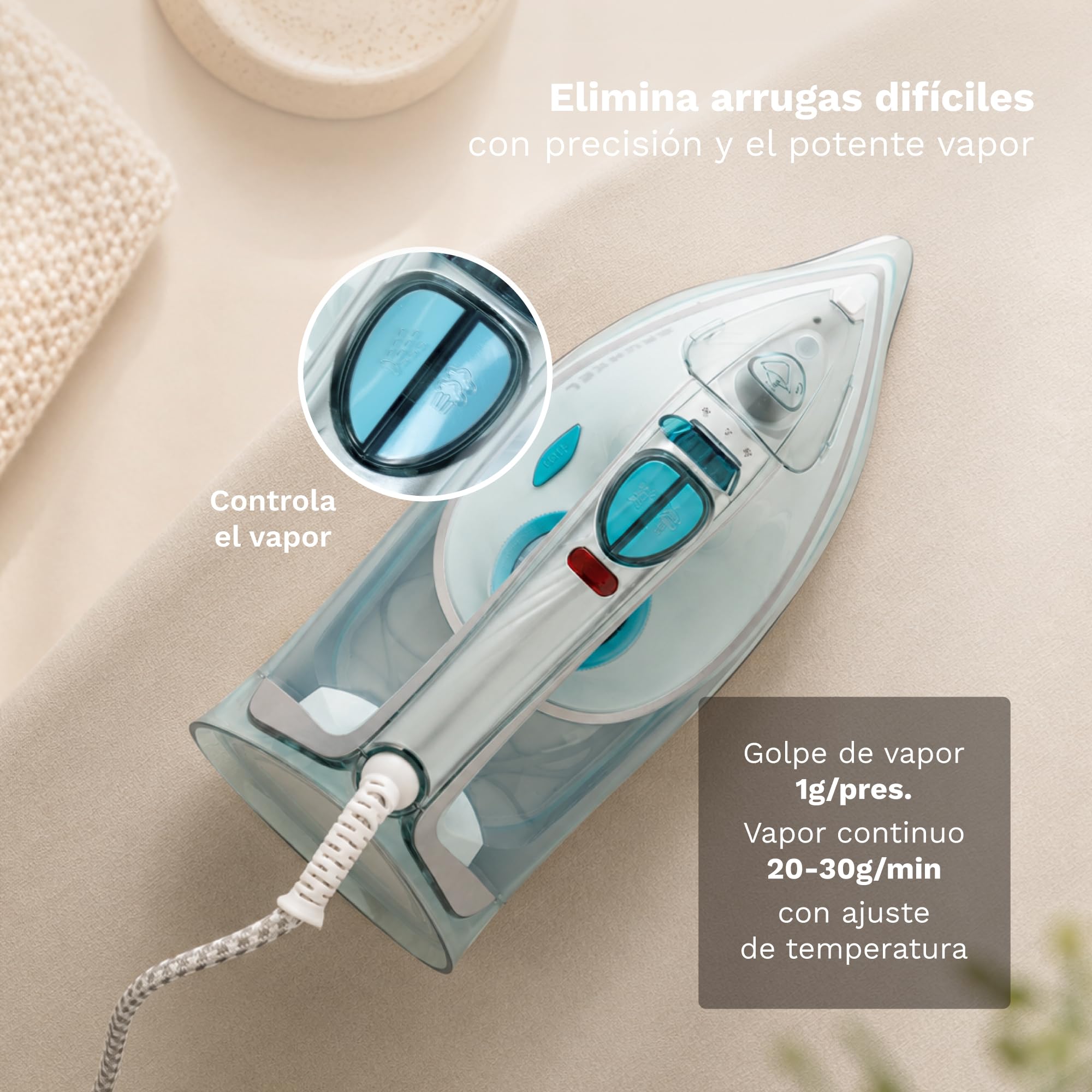 GRUNKEL Plancha de vapor PL-3200MAXTOP – Suela anodizada – 3200W de potencia - imagen 6
