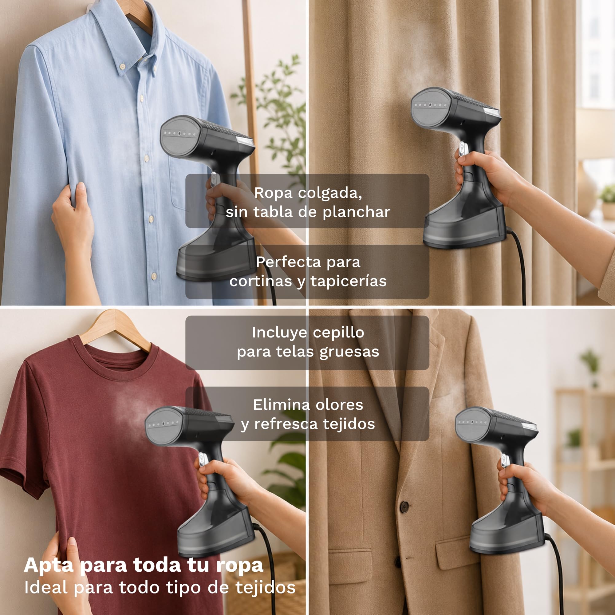 GRUNKEL Plancha de vapor vertical PV-1600GSO con 1600W de potencia y 310 ml de capacidad - imagen 5