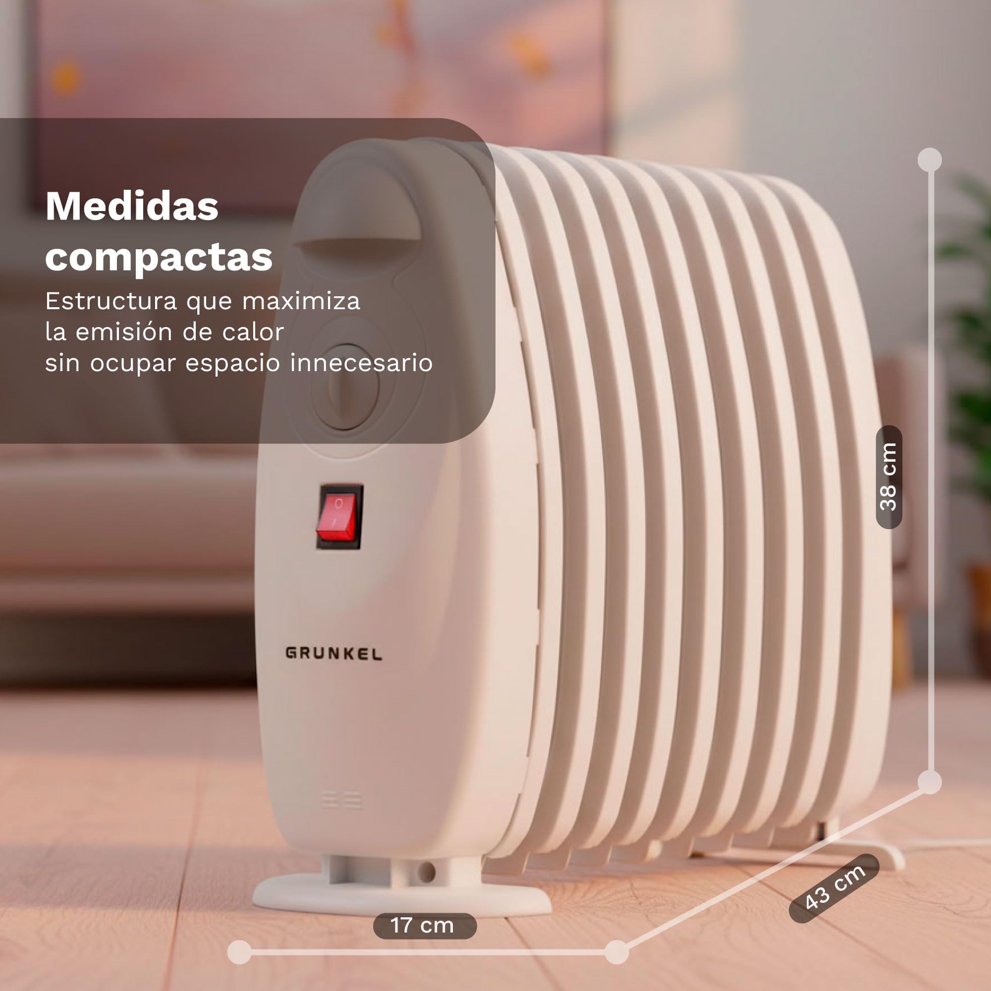 GRUNKEL Radiador de Aceite RACP-80D 800W | 7 Elementos y Termostato Regulable - imagen 2