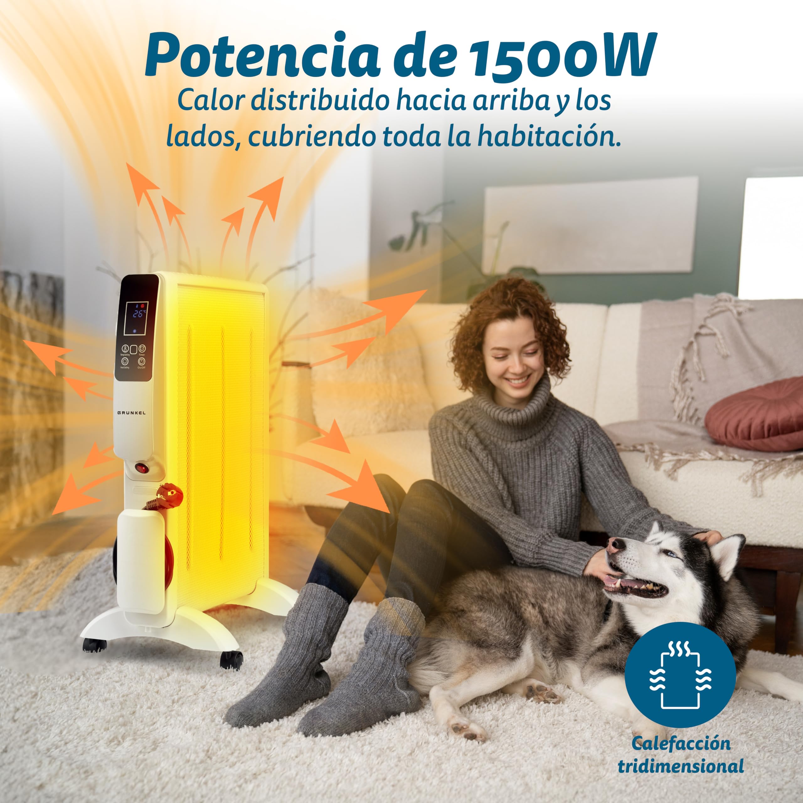 GRUNKEL Radiador de Mica de 3 elementos RMC-1500 de 1500W Blanco - imagen 3