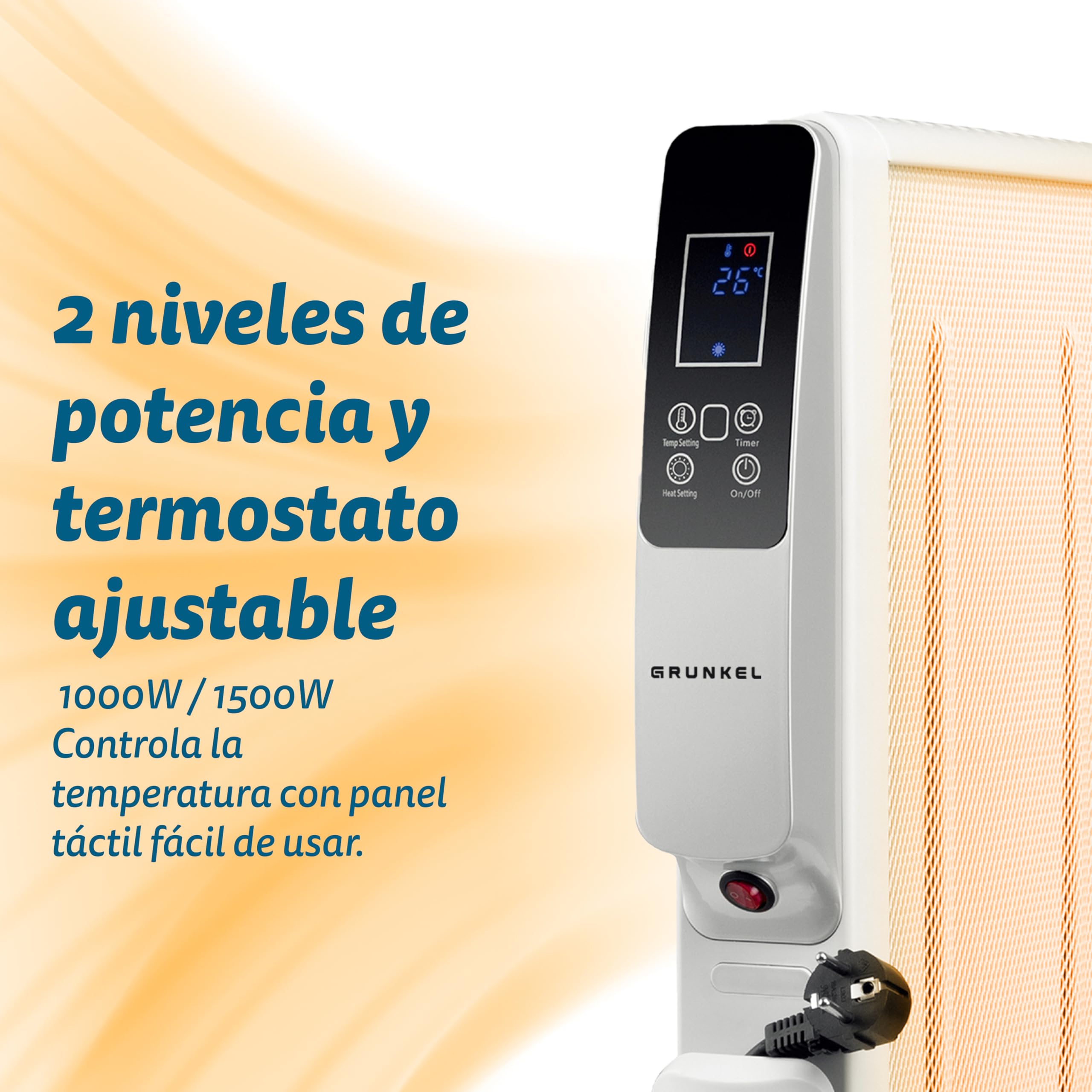 GRUNKEL Radiador de Mica de 3 elementos RMC-1500 de 1500W Blanco - imagen 5