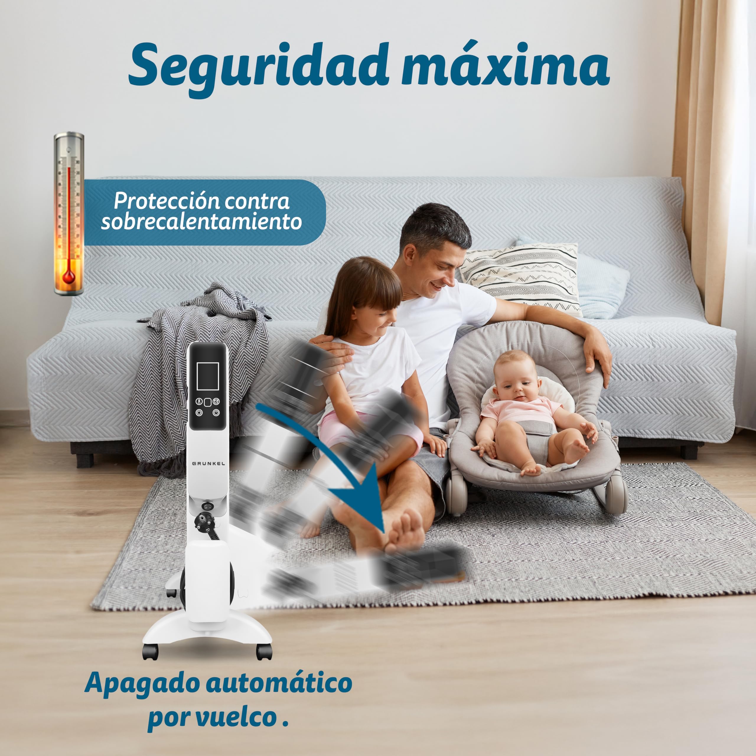 GRUNKEL Radiador de Mica de 3 elementos RMC-1500 de 1500W Blanco - imagen 8