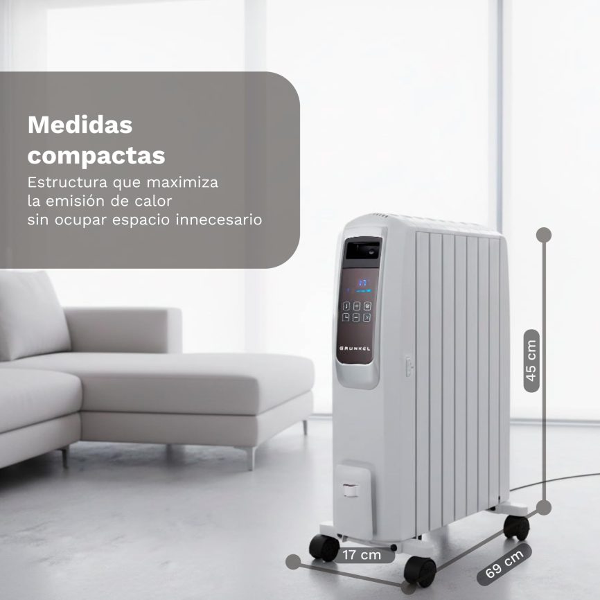 GRUNKEL Radiador digital de aceite RAC-8PIROSDIGITAL – Mando a distancia – 2000W – Blanco - imagen 2