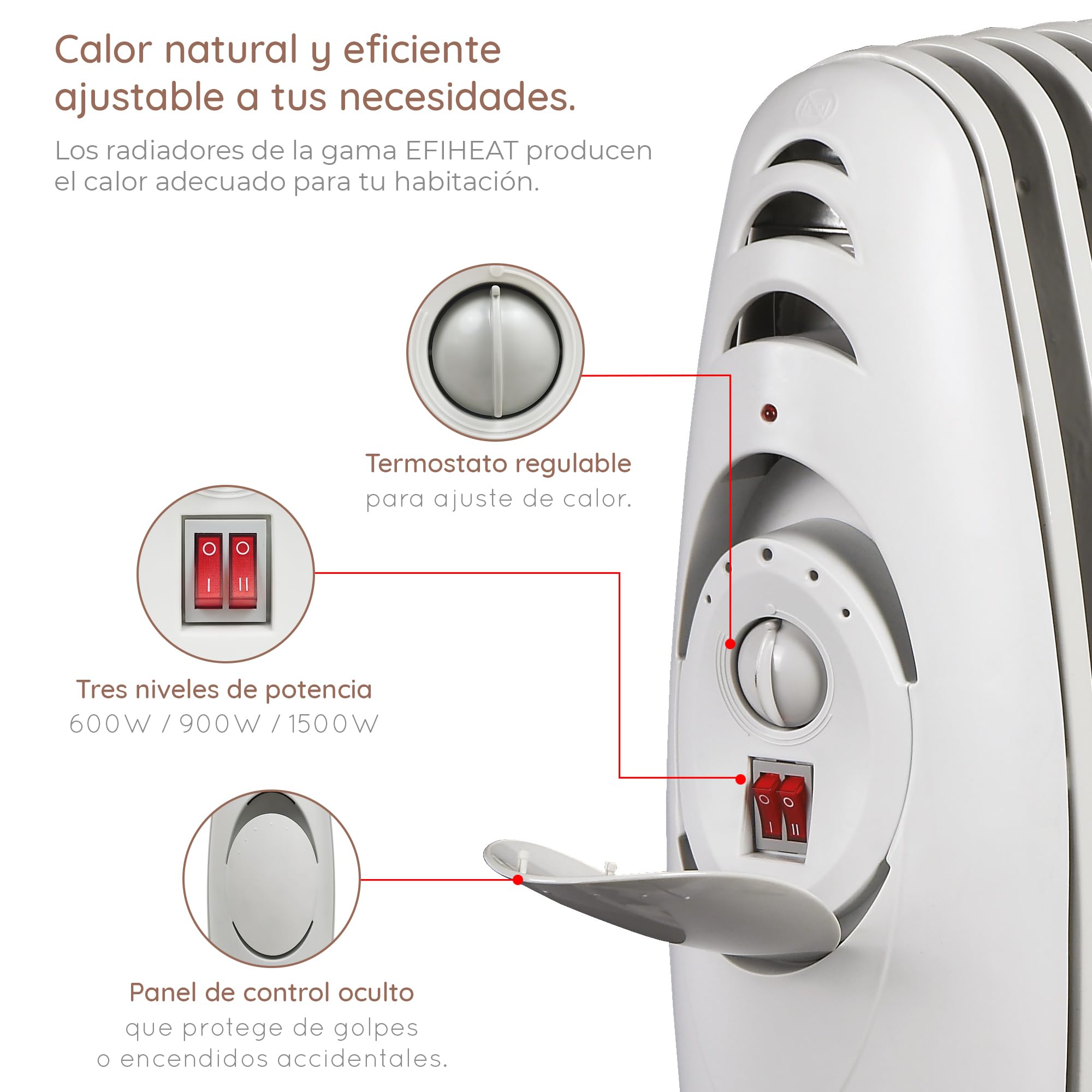 GRUNKEL Radiador de Aceite RAC-7EFIHEAT 1500W | 7 Elementos y 3 Potencias - imagen 2