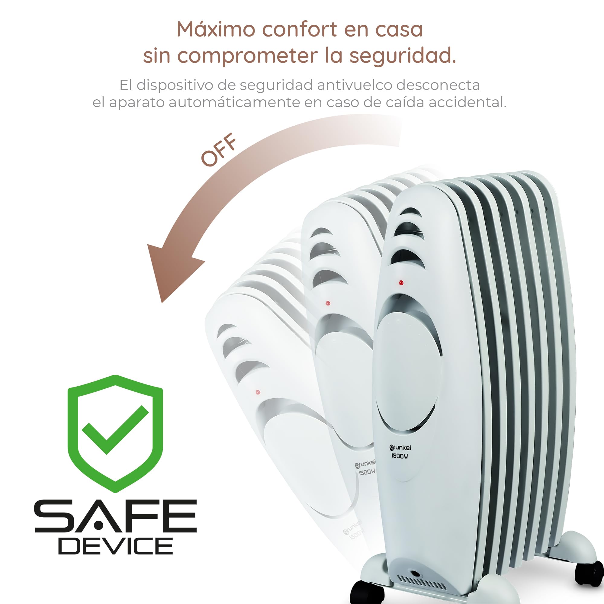 GRUNKEL Radiador de Aceite RAC-7EFIHEAT 1500W | 7 Elementos y 3 Potencias - imagen 3