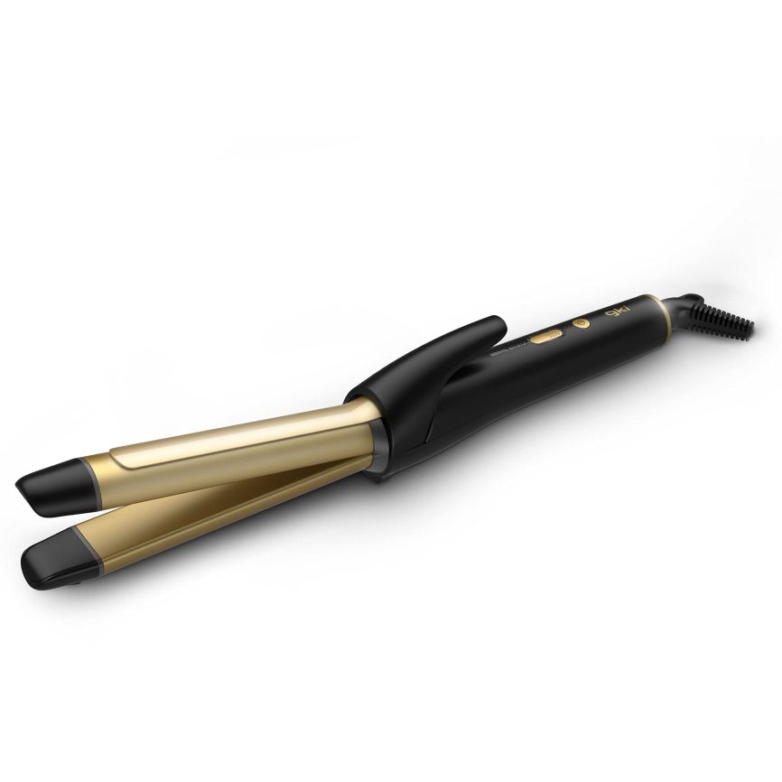 GRUNKEL Moldeador de pelo profesional ONYX WAVES Doble función plancha y rizador 60W Negro y Dorado