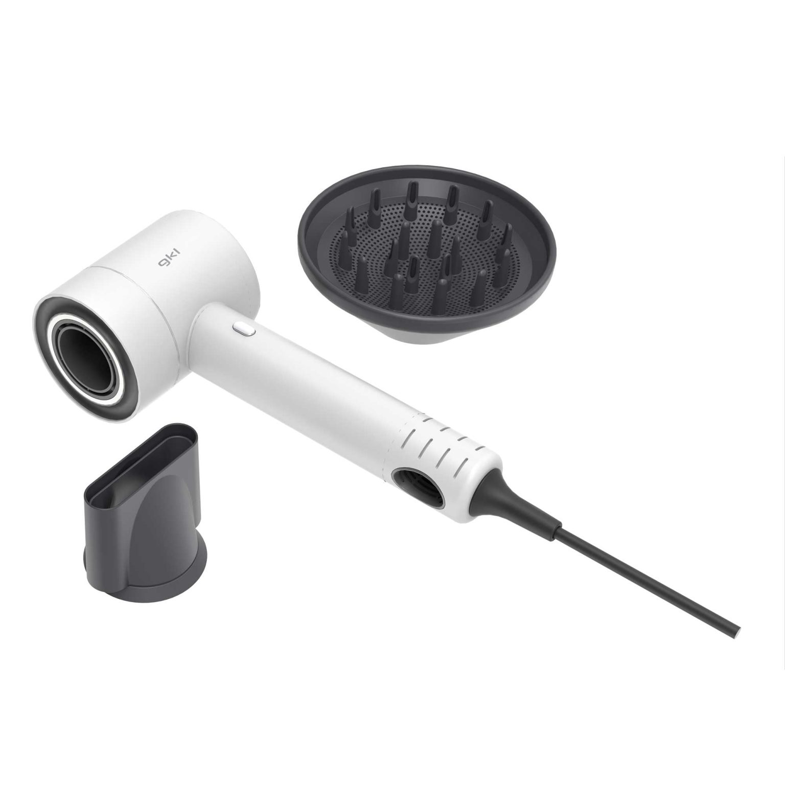 GRUNKEL Secador de pelo iónico profesional PEARL SENSE con 1600W Blanco