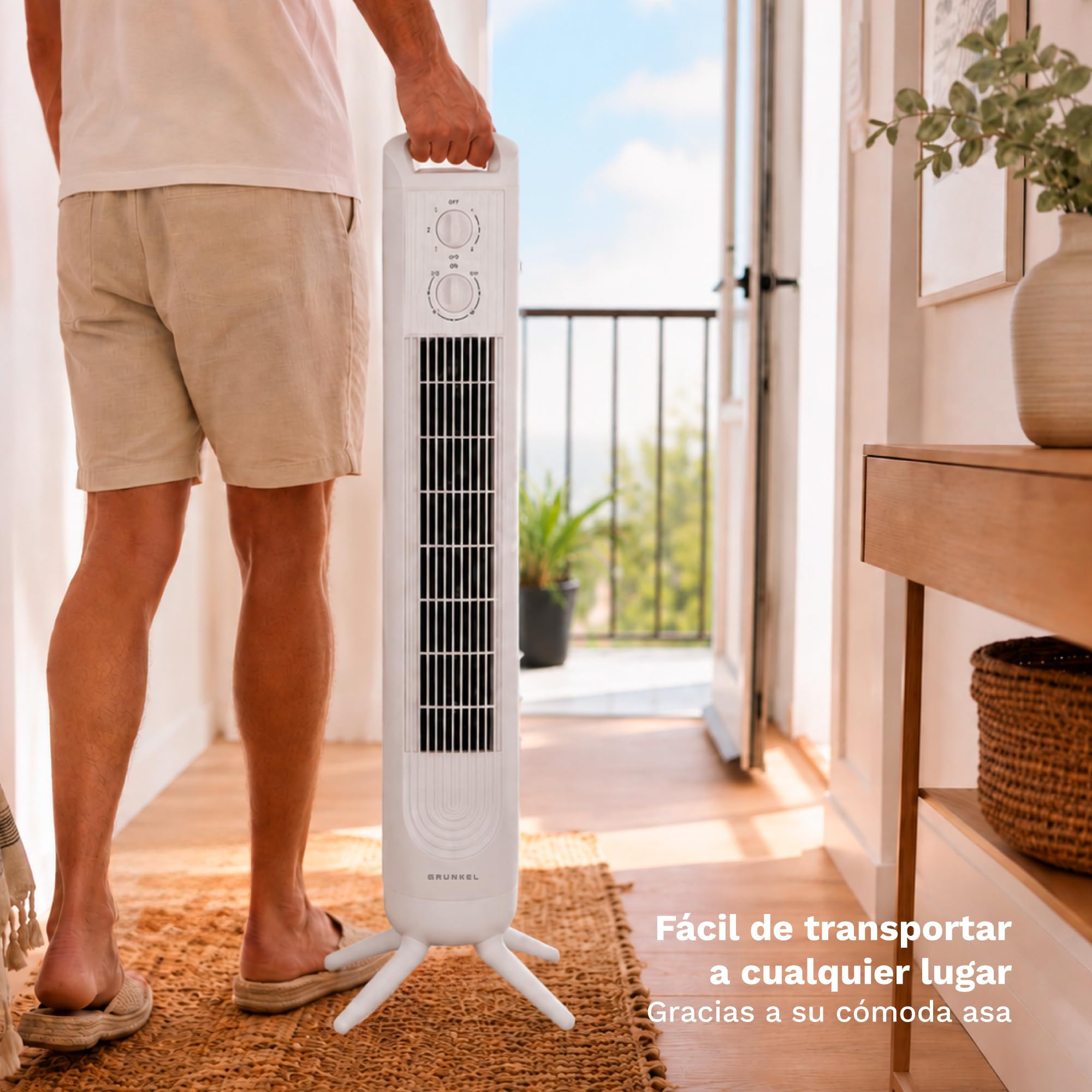 GRUNKEL Torre de ventilación de 81cm 3 velocidades TF-324LBL y 45W blanco - imagen 6