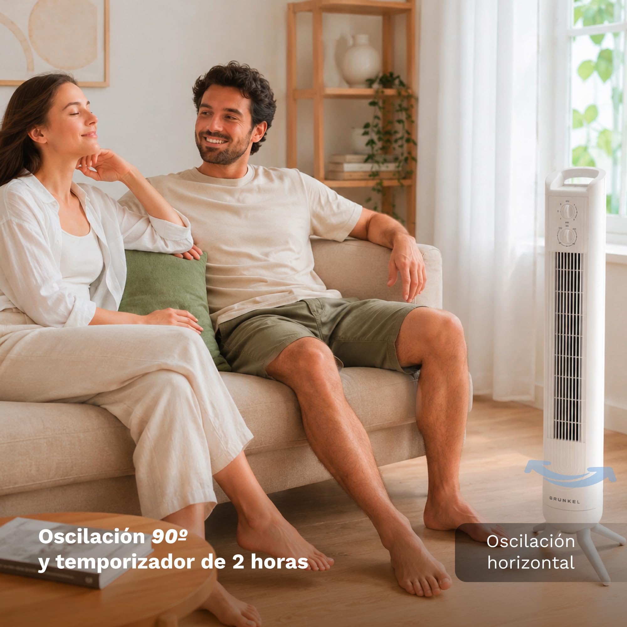 GRUNKEL Torre de ventilación de 81cm 3 velocidades TF-324LBL y 45W blanco - imagen 8